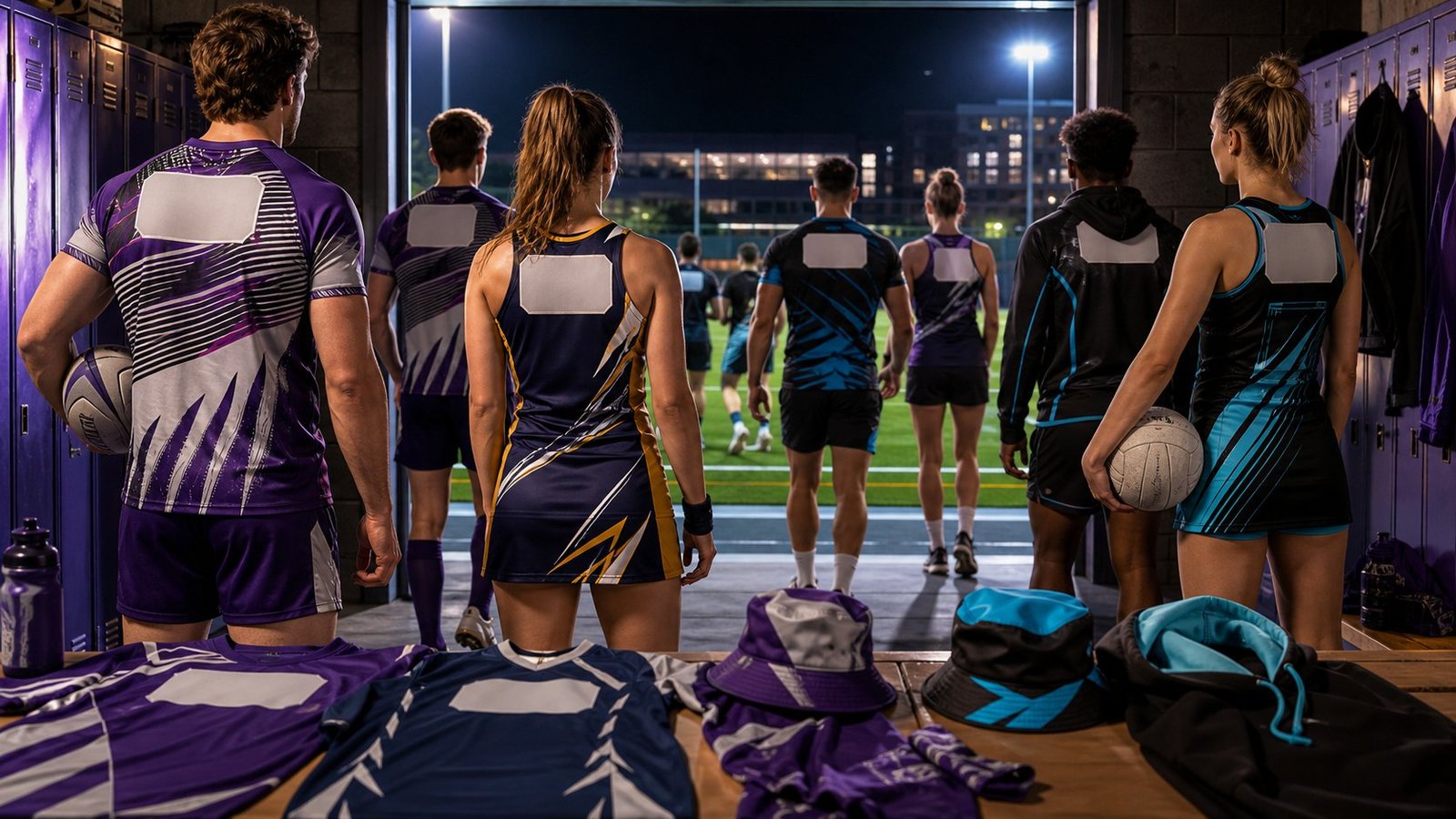 University sports teamwear in a sports centre tunnel